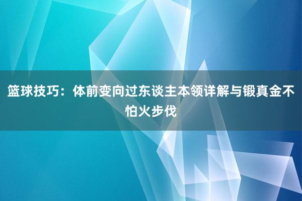 篮球技巧：体前变向过东谈主本领详解与锻真金不怕火步伐